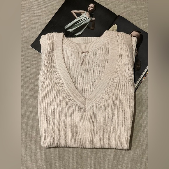 Free People Honey Drip Chunky Knit Vest In Cream Size S - Picture 12 of 12